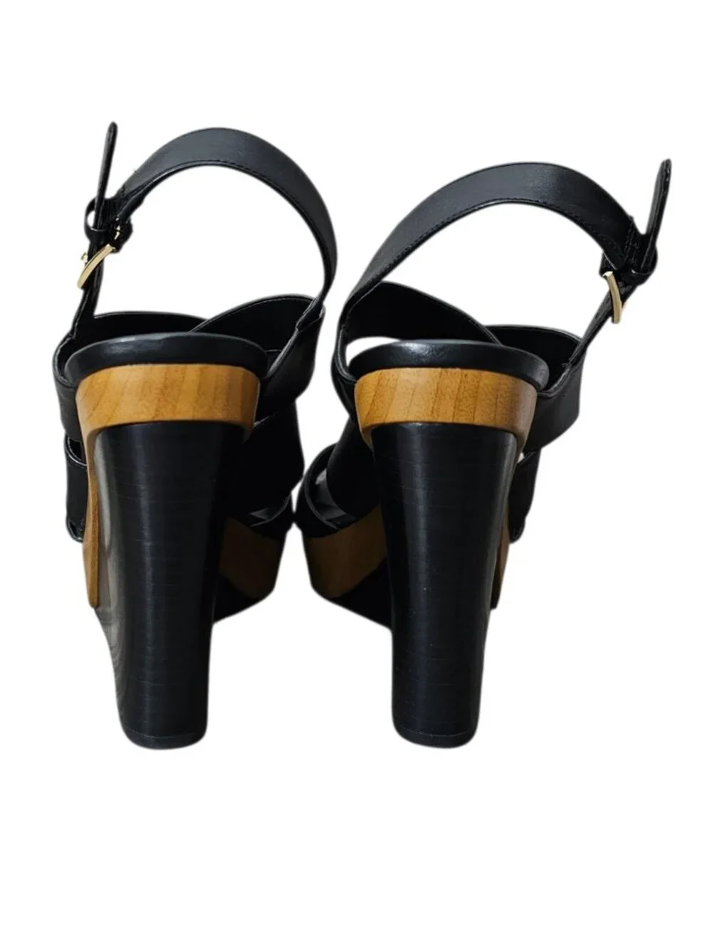 Michael Kors Dana Leather Crisscross Platform Wedge Sandals New COA Black 8.5M